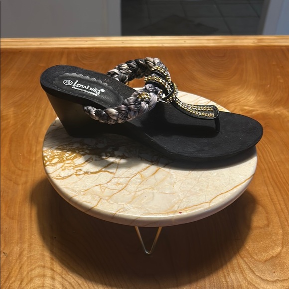 Black and Gold Sandals By Lena Luisa - Picture 2 of 4